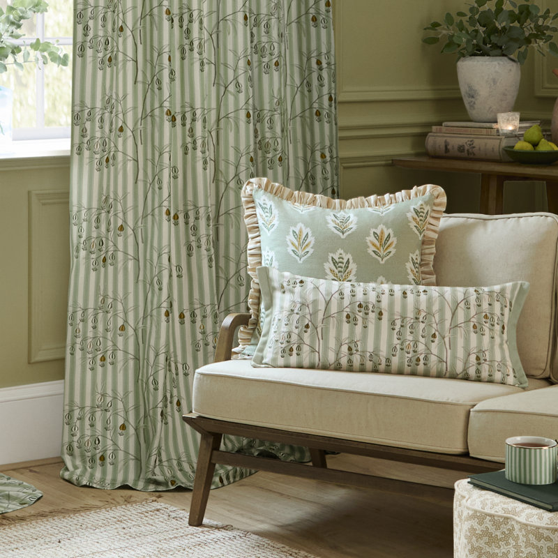 Chinese Lanterns Room Darkening Curtain Panel Pair, Green, 65.75cm Width x 228cm Drop