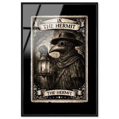 «Spooky Hermit Tarot Card», impression sur toile encadrée par Art Remedy, cadre noir, 20 x 30
