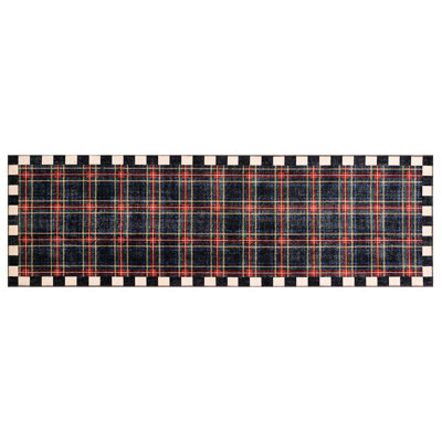 Stewart Tartan Black Washable Rug