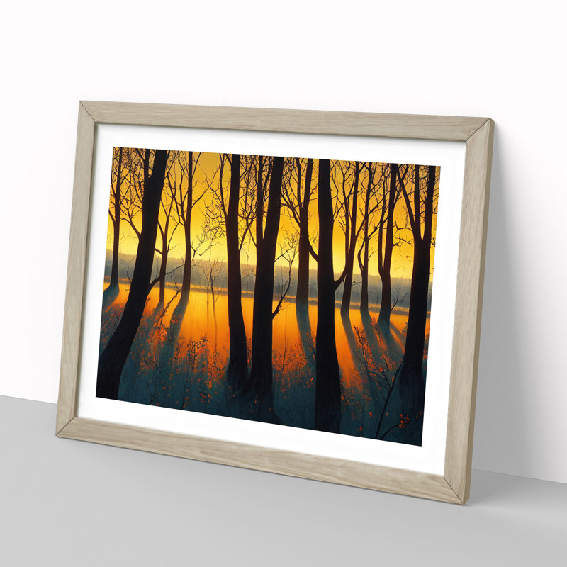 Spring Forest Sunrise Vol.1 - Single Picture Frame Print, Oak, 25cm H x 34cm W x 2cm D