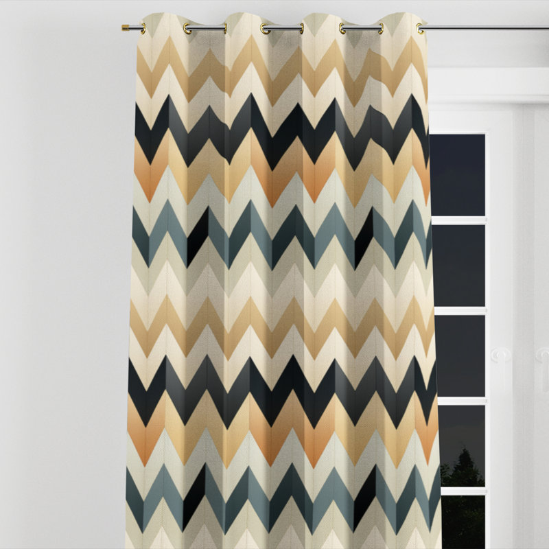 Ivoire Boho Accents Chevron III - Rideau occultant avec œillets Glam - 1 panneau, L 52 po x L 108 po