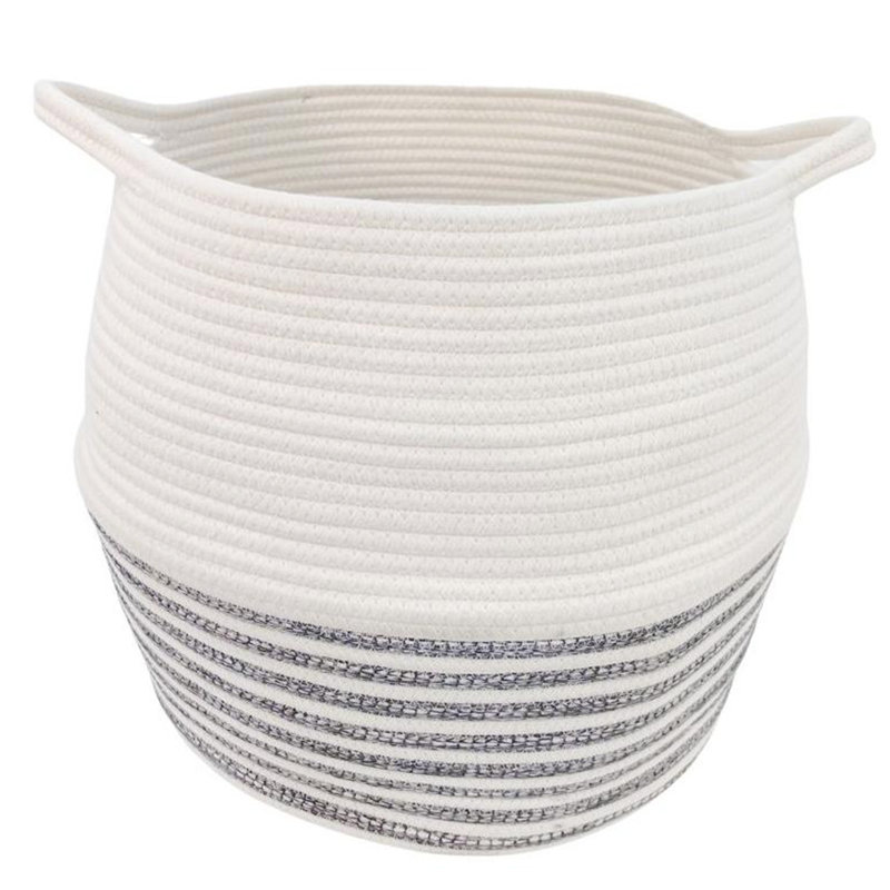 Panier à rayures, H 14 po x l 15 po x P 15 po