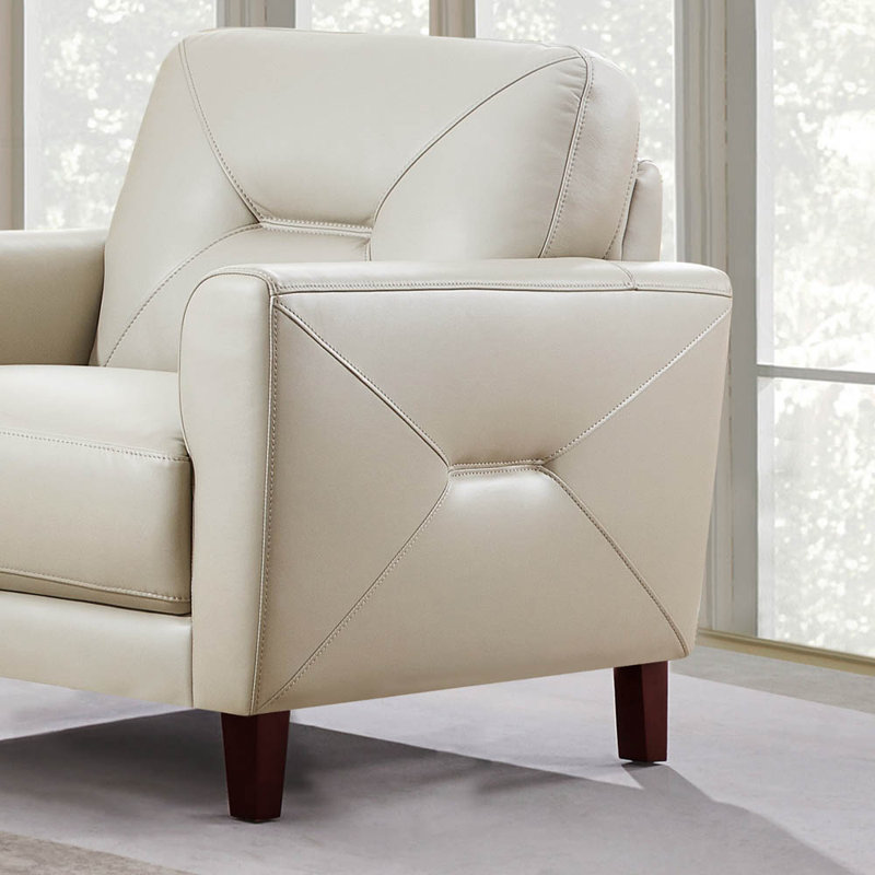 Brycelynn Upholstered Club Chair, Beige Genuine Leather