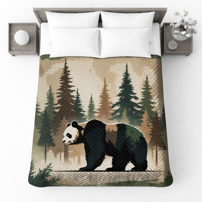 Panda Forest Illustration Bedding Panda, Très grand lit