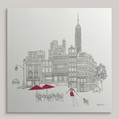 « world cafe iii-christmas red », impression sur papier tillmon avery, H 35 po x l 35 po x P 1,5 po, Toile