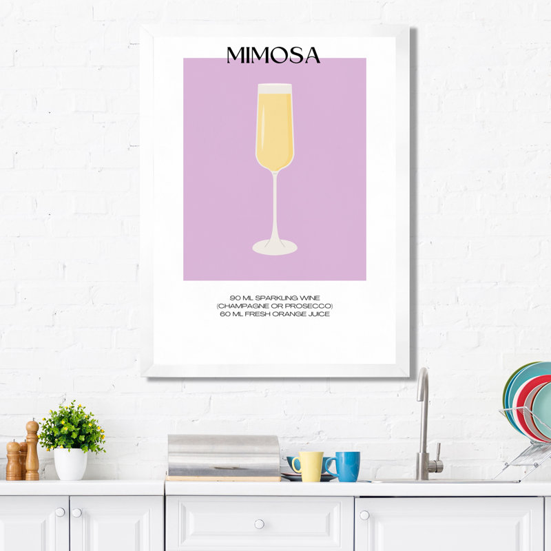 Champagne Mimosa, impression d'art mural, Cadre photo blanc, H 32 po x l 24 po