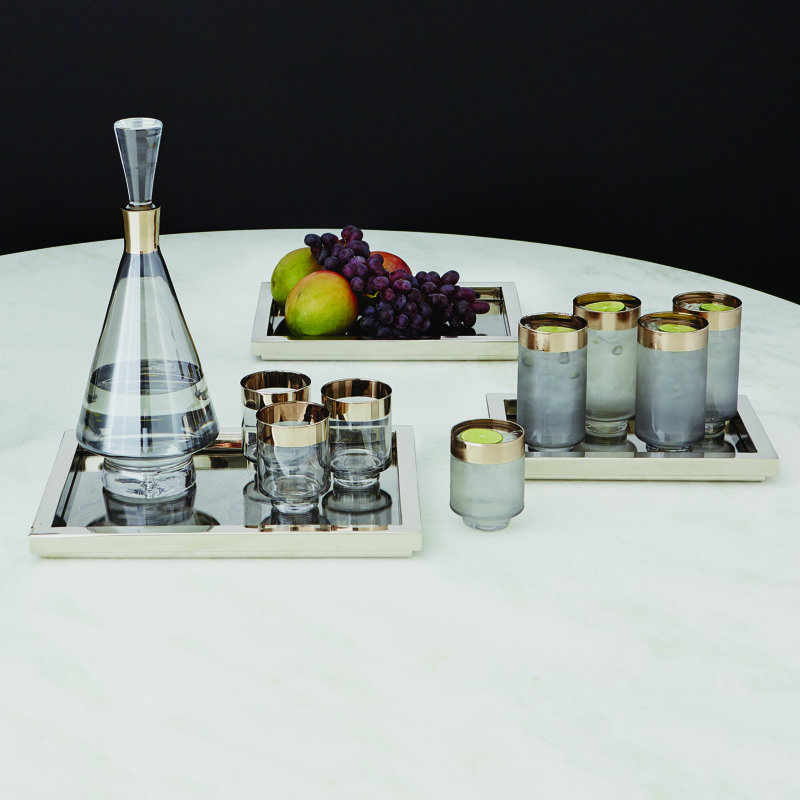 3 Piece Stepped Nesting Tray Set-Nickel
