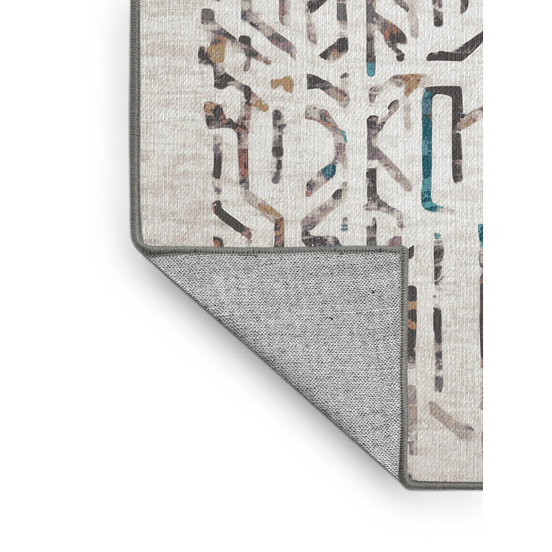 Machine Washable Gray Area Rug, Square 4'