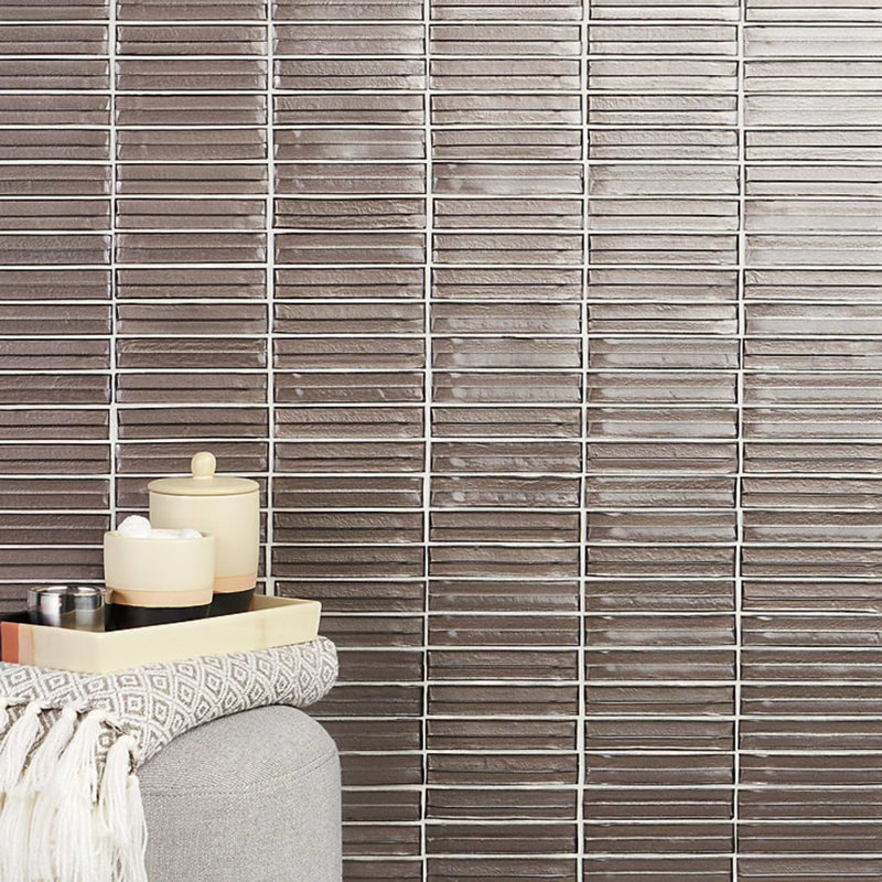 Maya Stacked 12x12 Polished Glass Mosaic Tile, Stacked Twilight