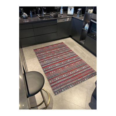 Red Plain Striped Floral Multicolored Patterned Woven Washable Carpet