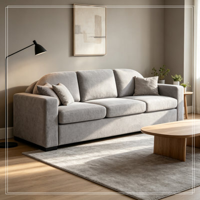 Upholstered 3-Seater Sofa with Curved Backrest