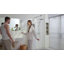 Armoire de rangement mince, armoire de salle de bain haute, tour de lin étroite avec porte en acrylique, tiroir et tablettes, blanc