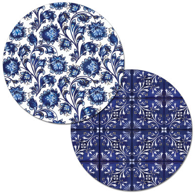 Jetta Shades of Blue 4 Piece Reversible Easy Care Placemat Set