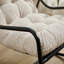 Chaise berçante d'extérieur, coussin confortable, avec coussin épais et doux, pour le salon, la chambre à coucher, la salle de lecture, structure noire avec coussin blanc