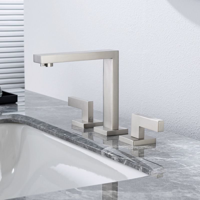Widespread 2-handle Bathroom Faucet with Drain Assembly, Brushed Nickel