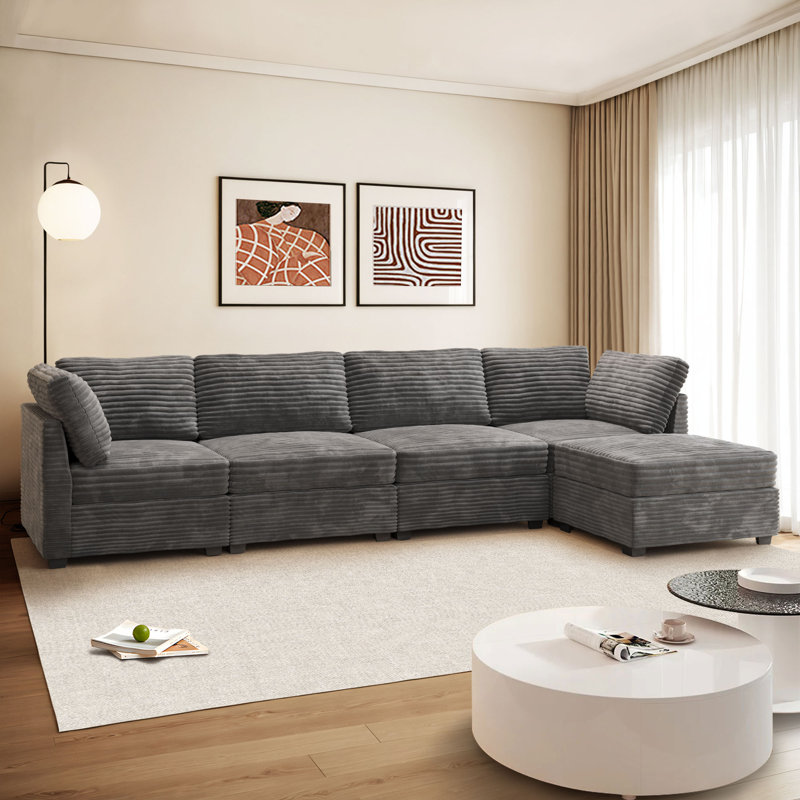 Canapé modulaire surdimensionné rembourré 5 pièces Viola, Gris