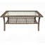 Table basse d'extérieur - Table basse en rotin et osier avec plateau en verre trempé et table de rangement à 2 niveaux pour terrasse