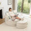47.63" W Chenille Upholstered Round Lazy Chaise Lounge Sofa With Throw Pillows And Ottoman For Living Room-1929845433