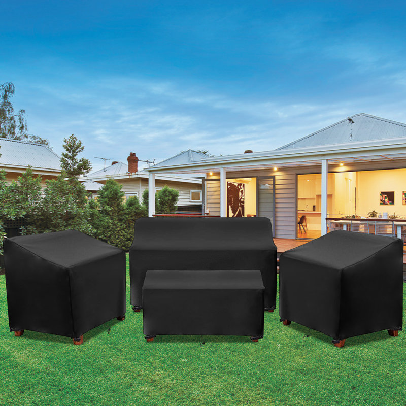 Ensemble de conversation 4 pièces pour l'extérieur, Noir, H 31 po x l 55 po x P 30 po