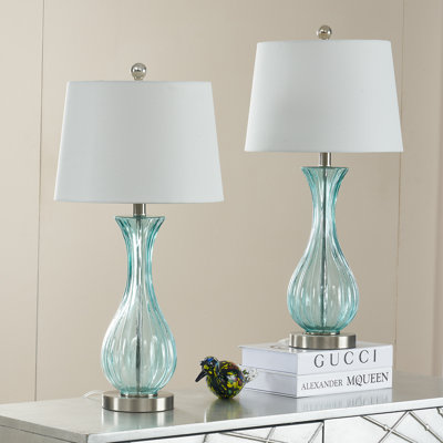Ursuline 25.5'' Bedside Table Lamp Set with Metal Base
