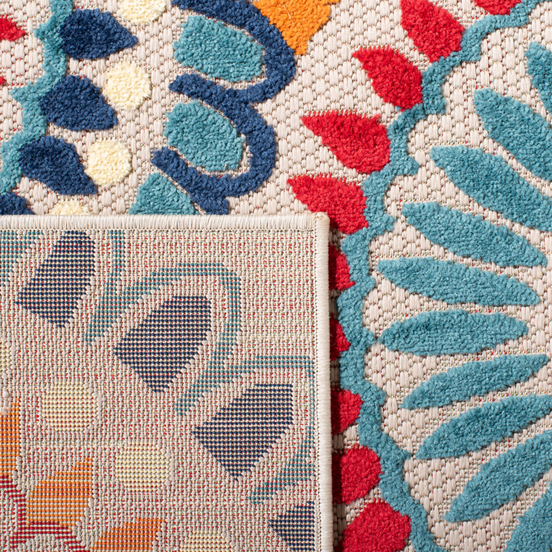 Tapis d'intérieur / extérieur à motif géométrique Dellie Performance, Carré 3 pi