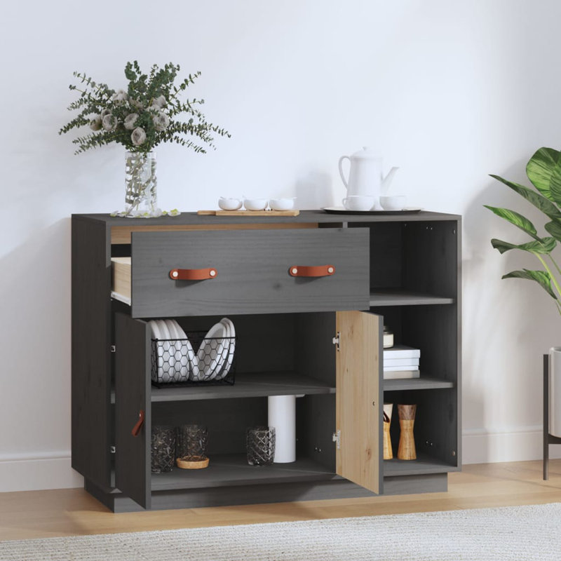 Toth 98.5cm Solid Wood Sideboard, Grey