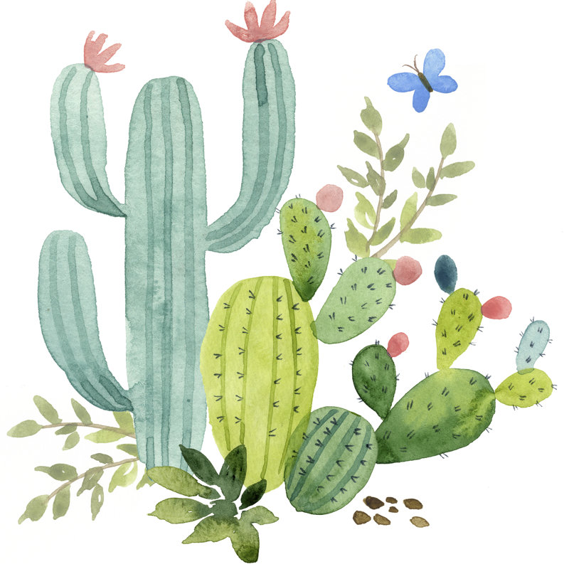 Happy Cactus IV by Jane Maday - Wrapped Canvas Painting, 76cm H x 76cm W x 3.8cm D