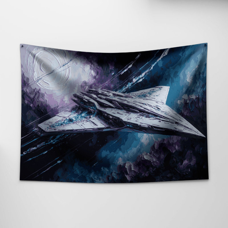 Tapisserie murale «Space Futuristic vaisseau spatial», 68 po x 80 po
