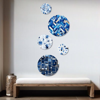 Corann - Geometric Modern Round Wall Art Set Of 5