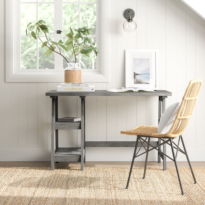 Bureau d'ordinateur avec prises intégrées Saribek, Gris anthracite