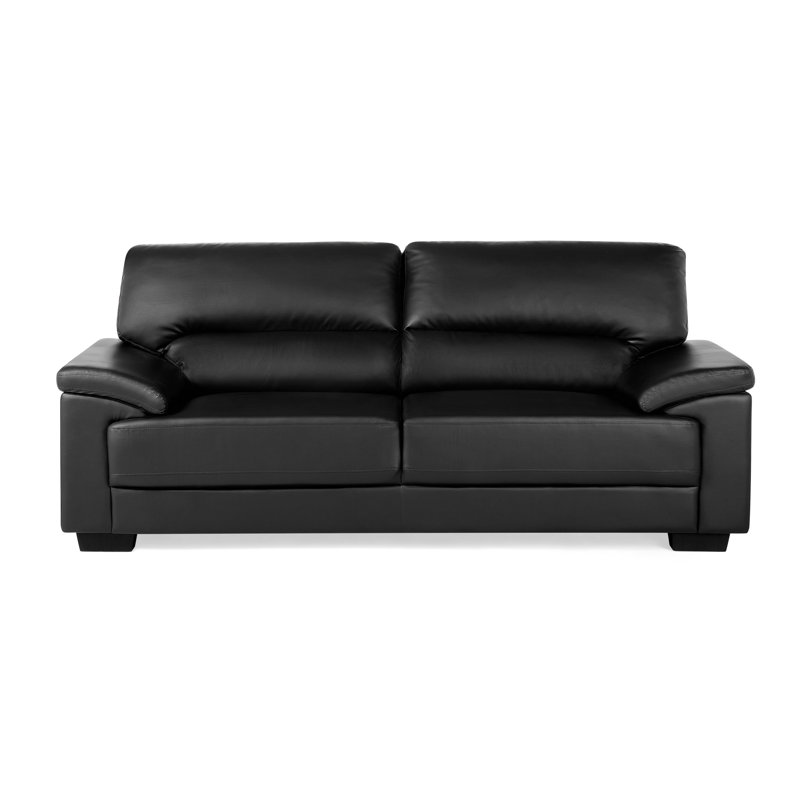 Milla 3 Seater Faux Leather Sofa, Black