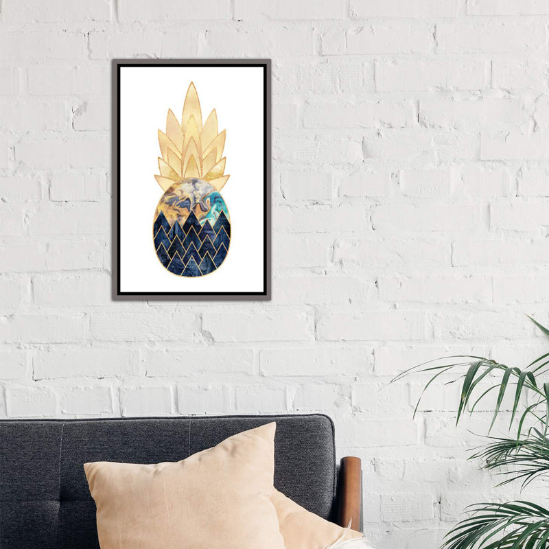 « précieux ananas i » par elisabeth fredriksson-print, H 26 po x l 18 po x 1,5 po, Toile encadrée de bois rustique foncé