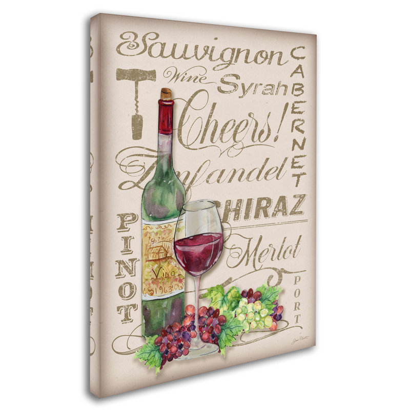 « bravos wine art », art textuel sur toile tendue, H 32 po x l 24 po