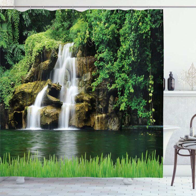 Jungle Shower Curtain Set + Hooks East Urban Home Size: 69 H x 105 W