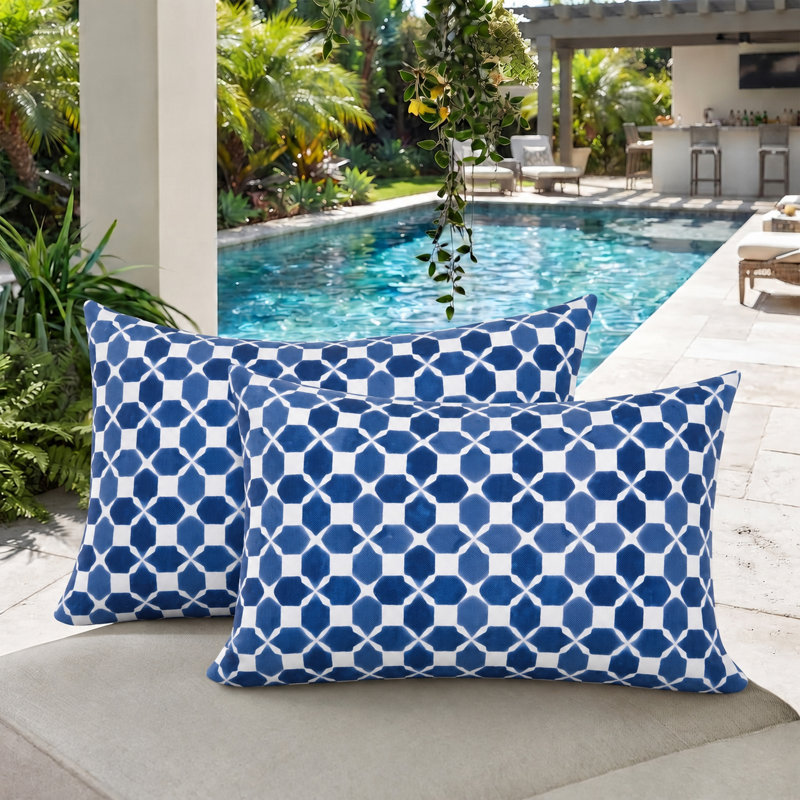 Ensemble de 2 housses de coussin lombaire intérieur / extérieur 12 po x 49 po hydrofuges et résistantes à la décoloration
