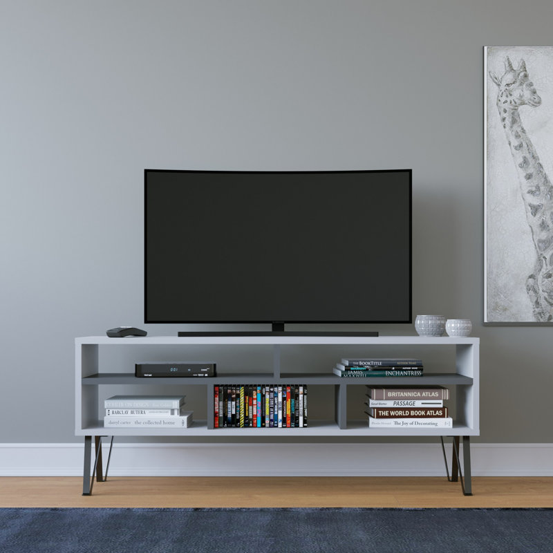 Analeese Unfinished TV Stand for TVs up to 50", White/Grey