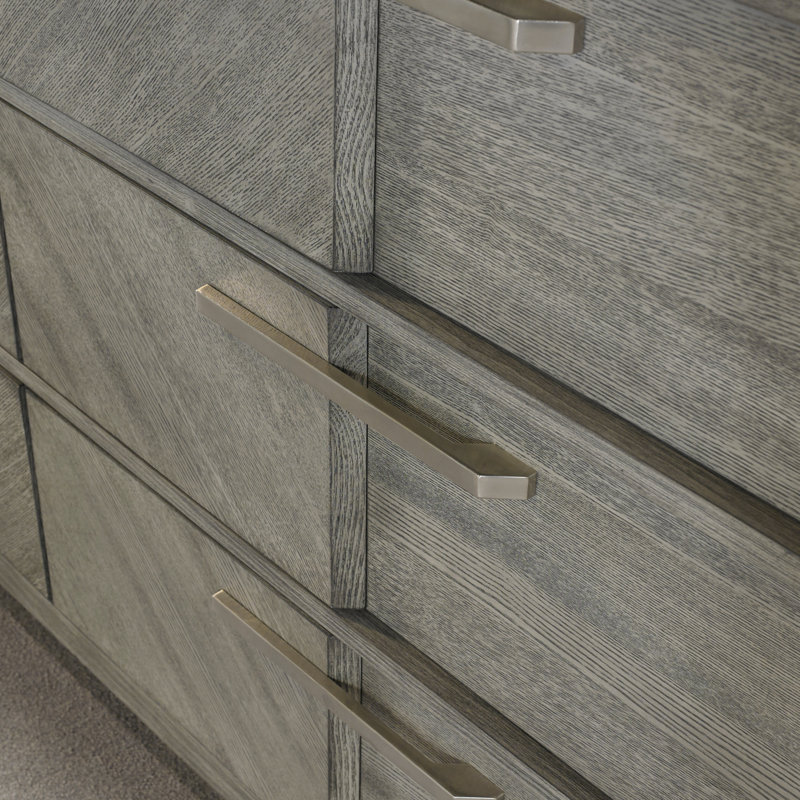 Commode 6 tiroirs en placage assorti gris