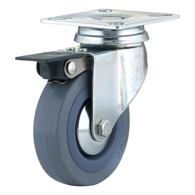 Industrial Rubber Caster, 4.06" H