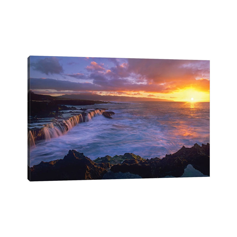 Sunset At Shark's Cove, Oahu, Hawaii by Tim Fitzharris - Wrapped Canvas Print, 20.32 cm H x 30.48 cm W