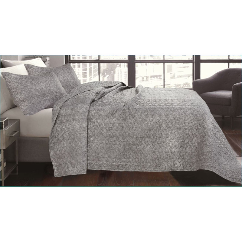 Ensemble de courtepointe réversible en microfibre hypoallergénique Shibori, Courtepointe pour lit simple + 1 taie décorative 