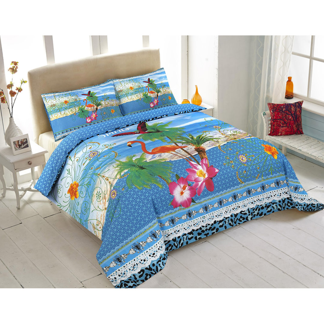 Daily Blue Pink Green 128 TC Duvet Cover Set