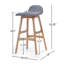 Mid-Century Modern Upholstered Low Back Barstools, Set Of 2, Durable And Stylish For Any Home Or Bar-2109472183-2109472182