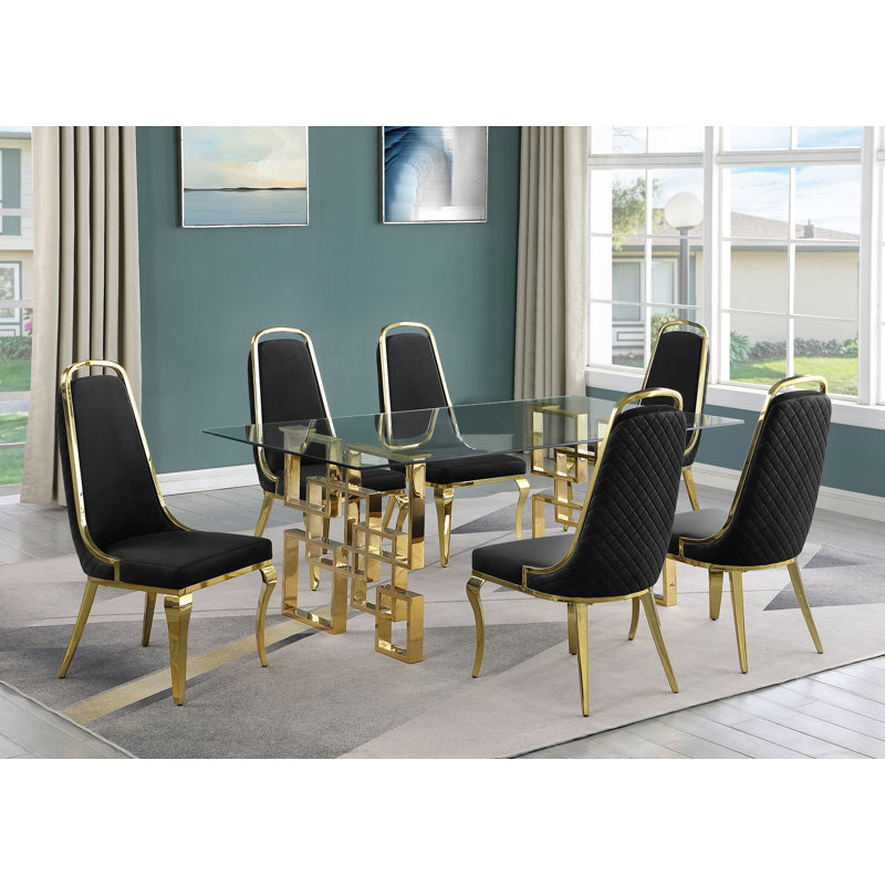 Pleasanton 6 - Person Double Pedestal Dining Set, Black