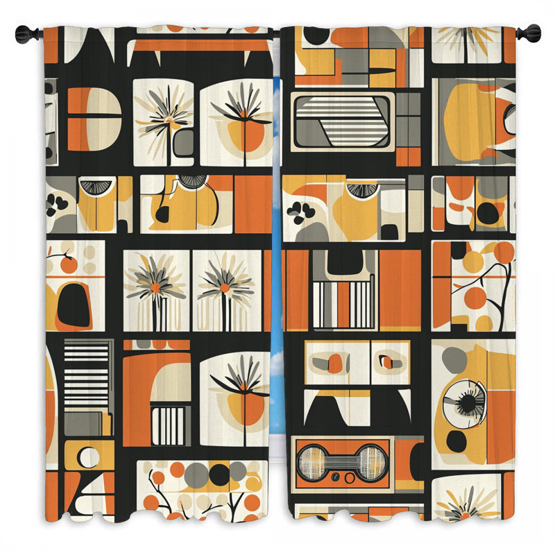 Rideaux géométriques abstraits à motif géométrique - 2 panneaux, L 20 po x L 61 po
