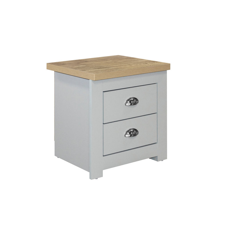 Highgate 2 Drawer Bedside Table, Grey