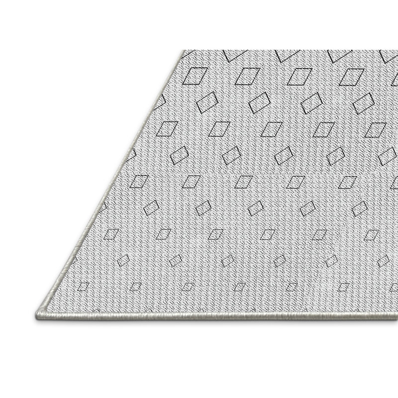 Tapis gris/zone noire à motifs, Rectangle 3 pi x 5 pi