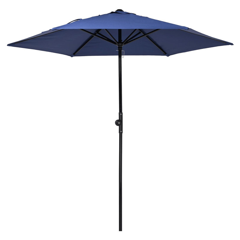 Parasol de marché compact et inclinable 7,5 pi pour balcon de condo étroit - Classic Modern, bleu marine Compact Chic, Marine