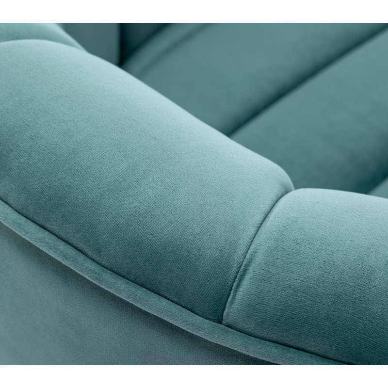 Velours capitonné large de 28 po Murrow, Velours bleu ciel, 2