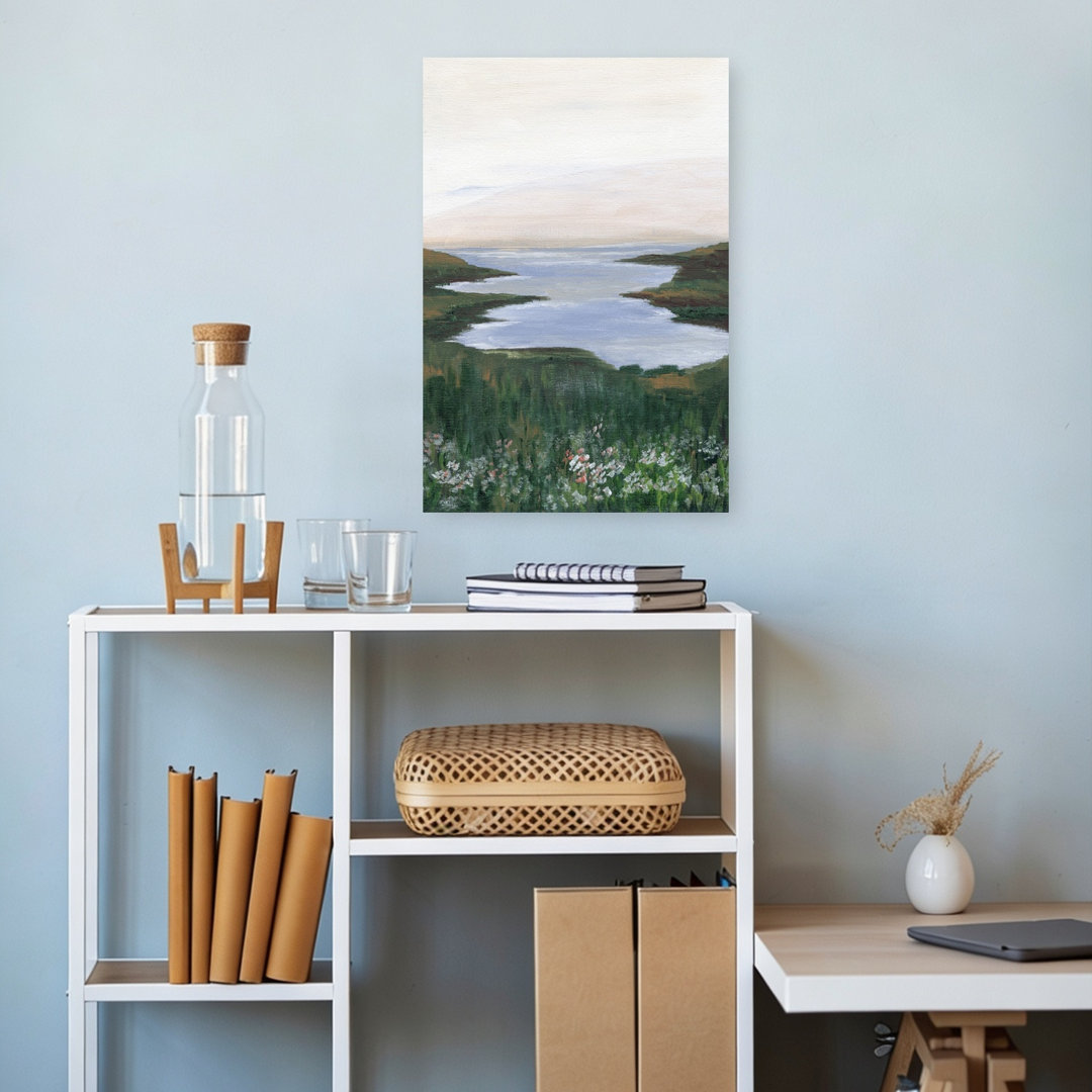 Wildflower Coast View Peaceful Serene Tranquil Coastal Landscape Wall Art Print