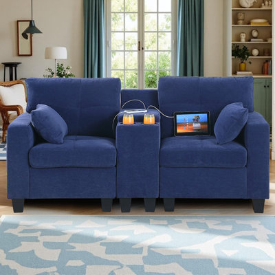 Modular Sofa With Storage, Cupholders, USB Port
